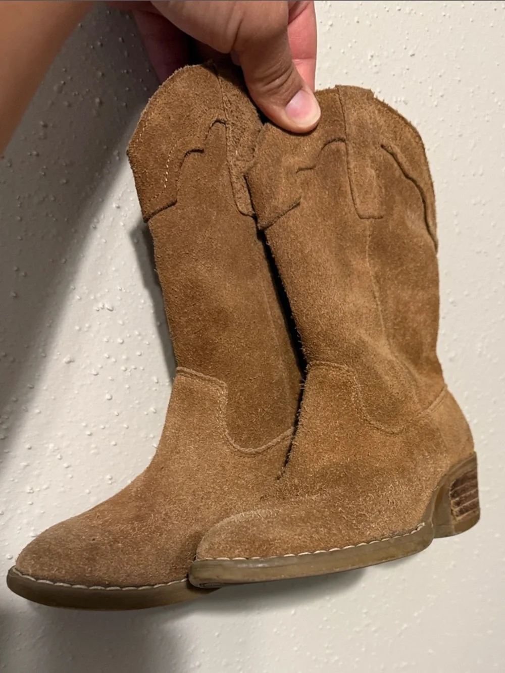 Rylee + Cru Kids Suede Cowboy Boots- Saddle